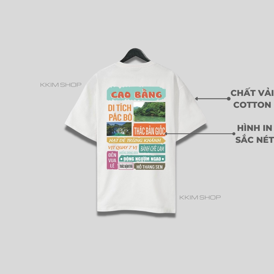 Áo thun tay lỡ CAO BẰNG, Áo phông 63 tỉnh thành Form rộng oversize, chất liệu Cotton KKIMSHOP