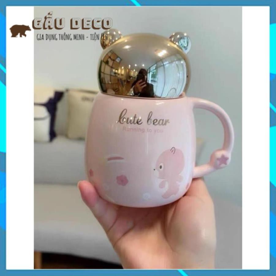 Cốc sứ gấu, ly sứ giữ nhiệt hình gấu - Dễ thương