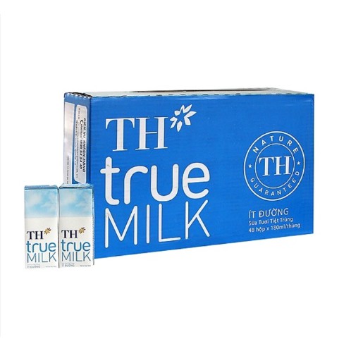 Thùng sữa TH True Milk ít đường 180ml Date mới