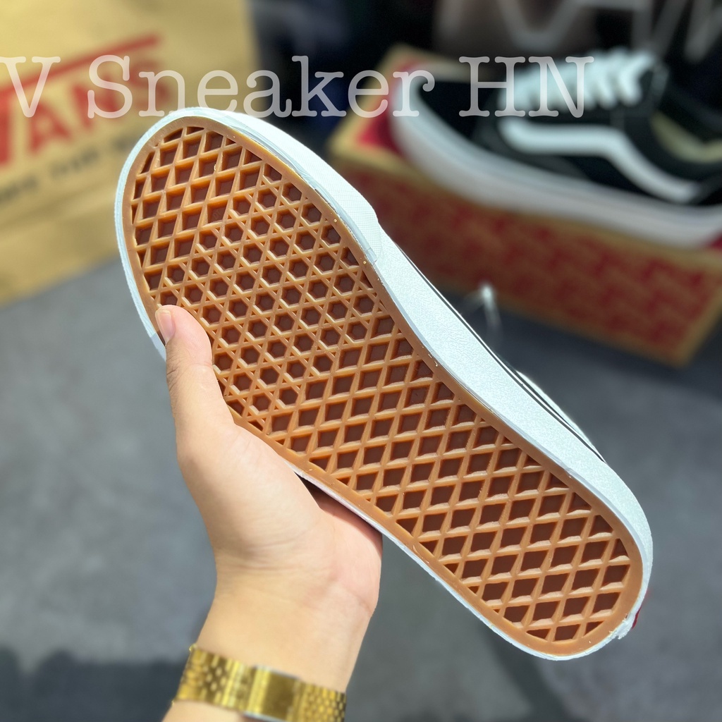 Giày Thể Thao Vans Old Skool Cổ Ngắn Đen Kẻ Trắng Nhung Nỉ Cao Cấp Đế Đúc Black/White - Sneaker Vans Nam Nữ