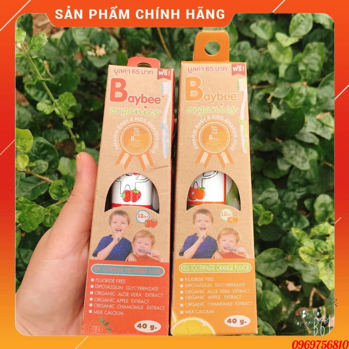 [ KÈM BÀN CHẢI ] Kem đánh răng hữu cơ BAYBEE Thái Lan, Kem đánh răng trẻ em nuốt được, kem đánh răng hữu cơ cho bé