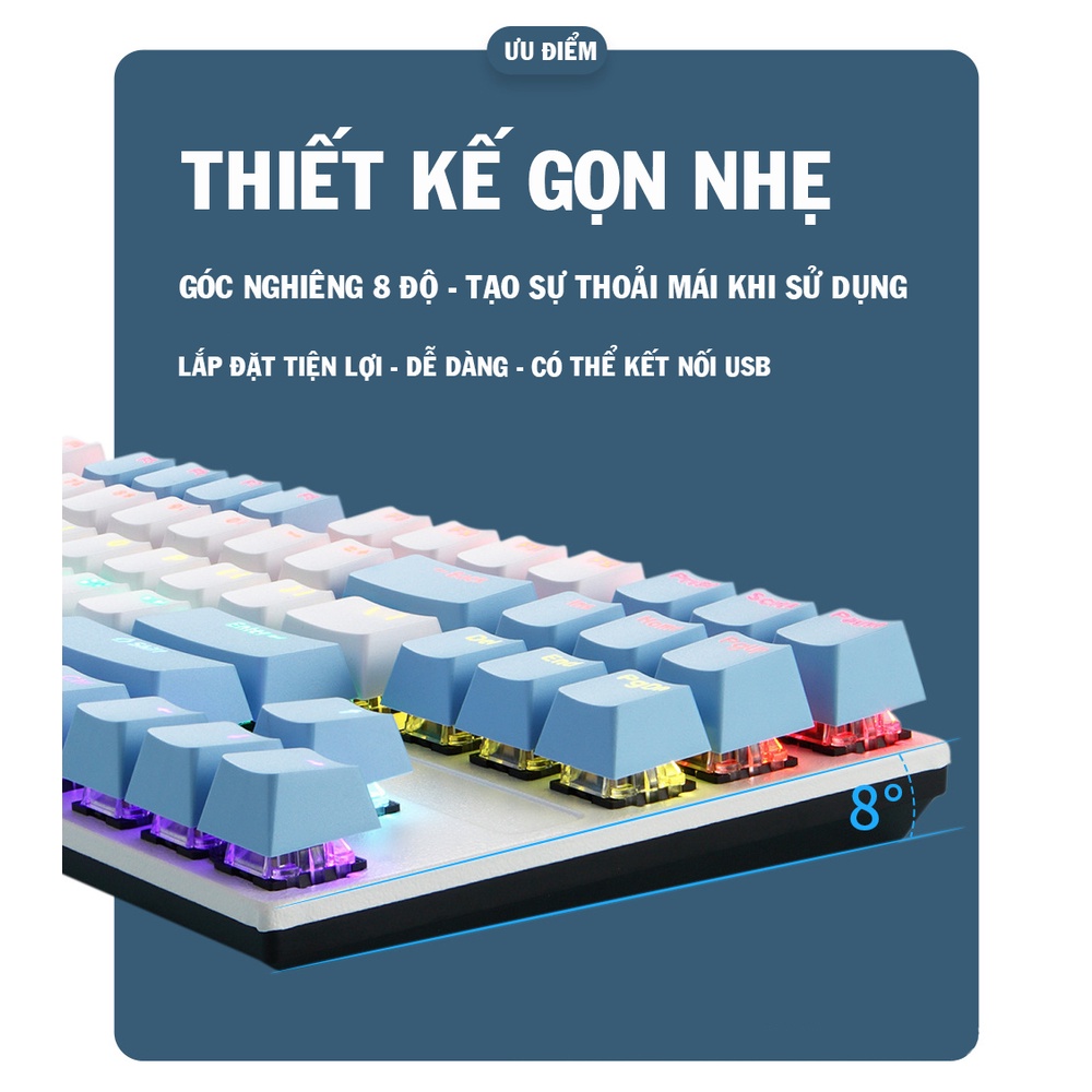 Bàn phím cơ Layoutt TKL 87 phím KA800-KY400 Blue switch,bàn phím cơ gaming