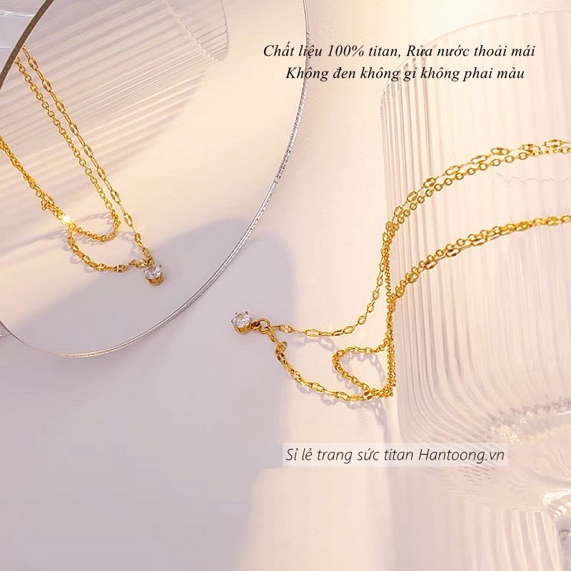 Dây chuyền nữ chất liệu titan không gỉ thiết kế 2 tầng đơn giản phong cách thời trang thanh lịch nhẹ nhàng