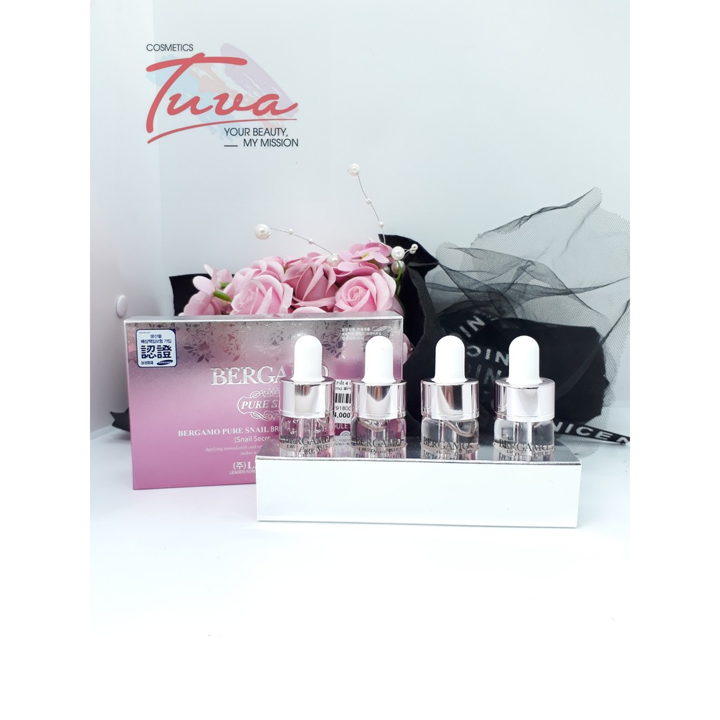 [Mã ICB1219 giảm 25% đơn 50K] Hộp 4 Lọ Serum Bergamo Pure Snail Whitening