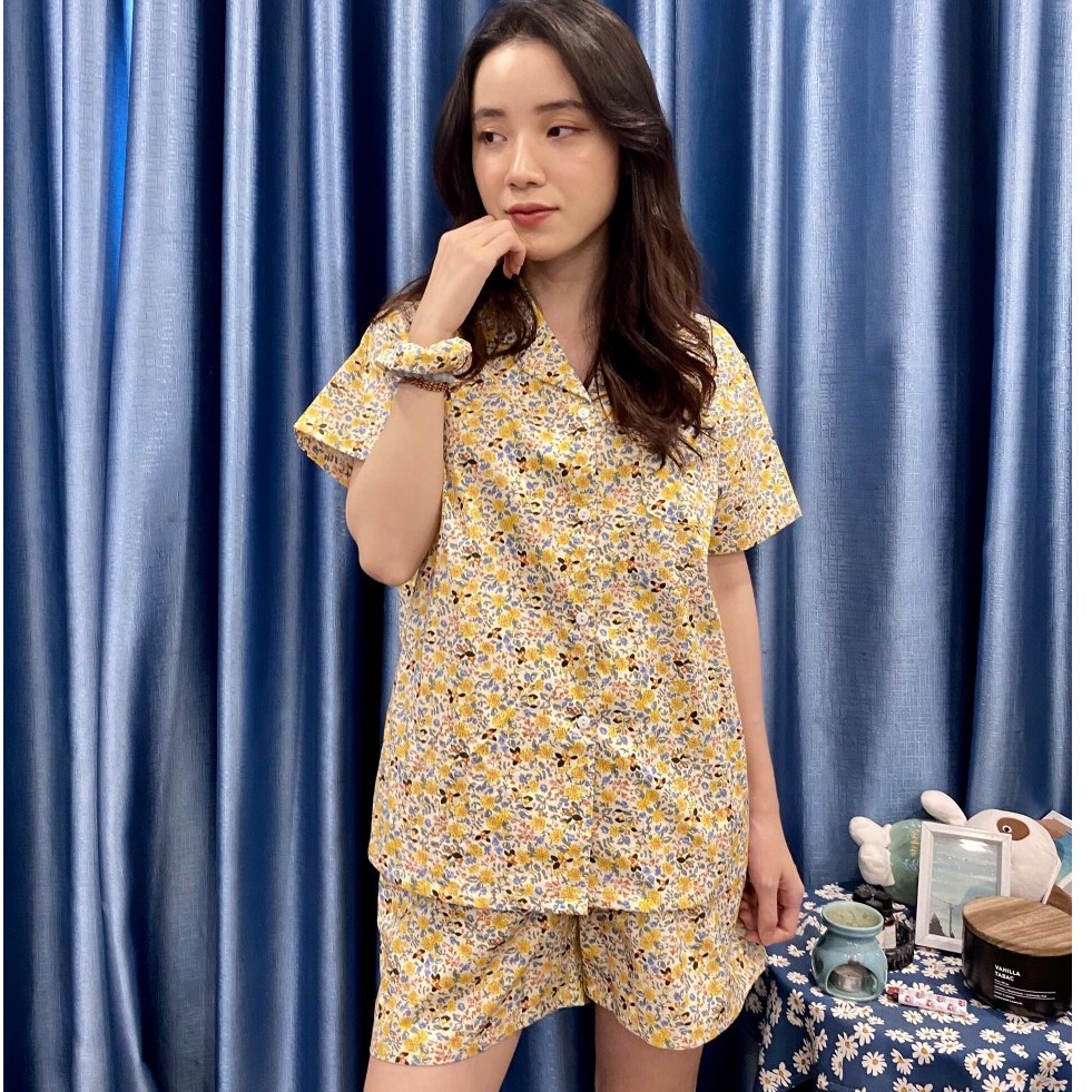 ĐỒ BỘ PYJAMA - đồ mặc nhà Hoa Cúc nhí chất thô mềm cực mát