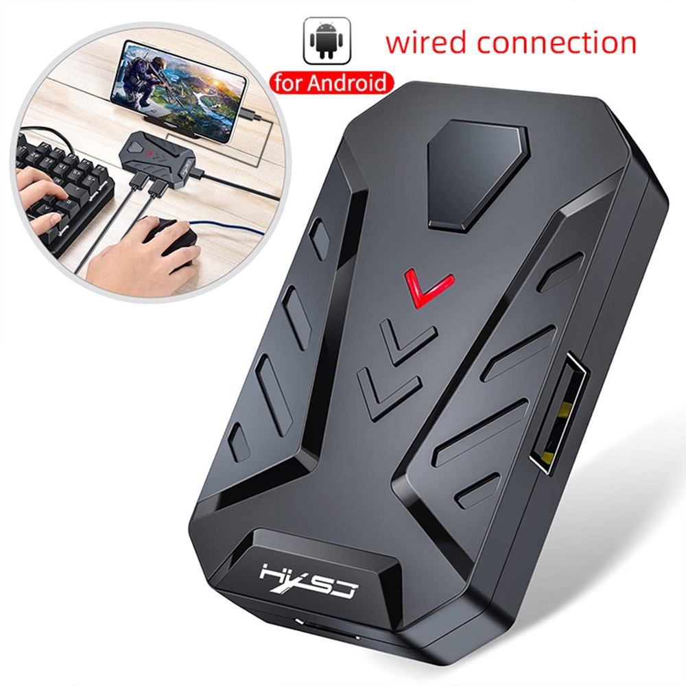 Bộ chuyển đổi HXSJ P8 kết nối chuột và bàn phím có dây với 3 cổng USB dùng để chơi game PUBG trên điện thoại Mediatek