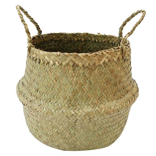 Giỏ cói, giỏ đan đựng đồ, trồng cây