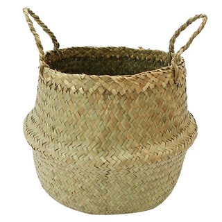 Giỏ cói, giỏ đan đựng đồ, trồng cây