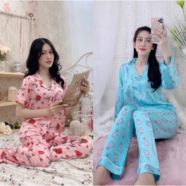 BIG SIZE 2XL 🐳 Bộ Pijama LỤA SATIN tay dài-tay ngắn CAO CẤP, túi quần sâu