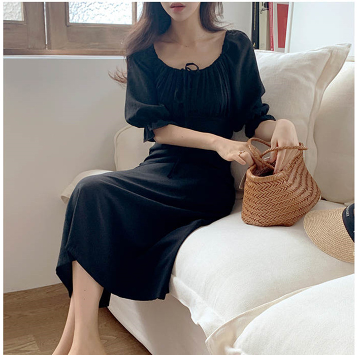 Đầm nữ dáng suông màu trơn thời trang phong cách Hàn Quốc 43697