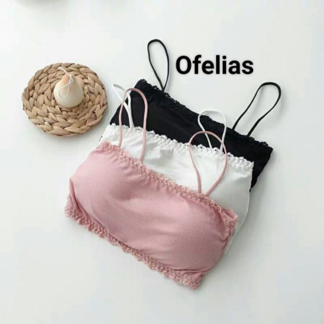 {Sỉ = lẻ} Áo Bra Cotton Nhúm Viền Kute/ Bra 2 Dây Có Đệm