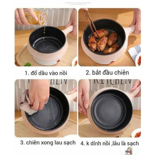💥HÀNG CAO CẤP💥 Nồi Điện Mini Hai Tầng Đa Năng Tặng Kèm Khay Hấp có thể Chiên, Xào, Nấu ăn, nấu lẩu mini