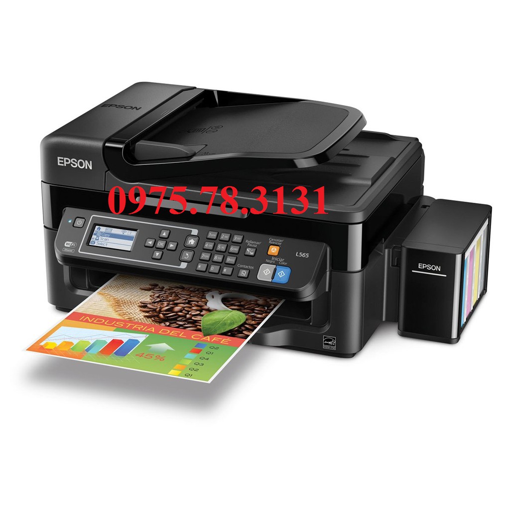 Máy in Phun 04 màu Đa năng Epson L565 (in, scan, copy, Fax, Wifi) - Khổ A4