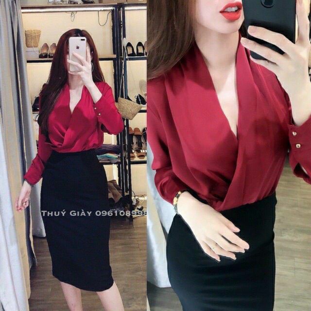 Áo sơ mi vạt chéo đủ màu