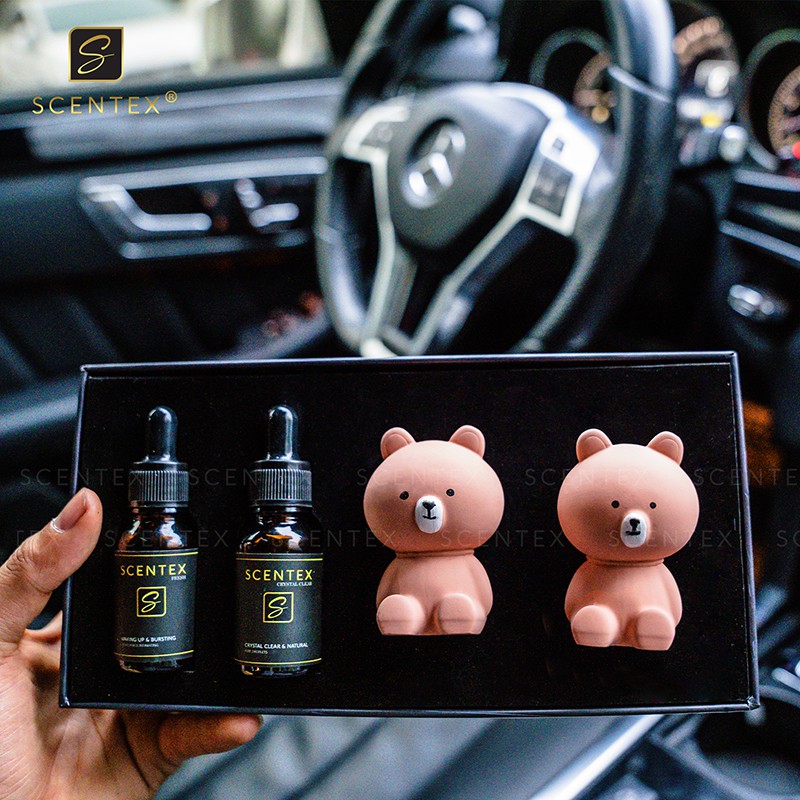 Nước hoa xe hơi cao cấp Scentex Teddy 100% Organic, được làm từ chất liệu đá Aroma Stone đặc biệt, gắn cửa gió điều hòa