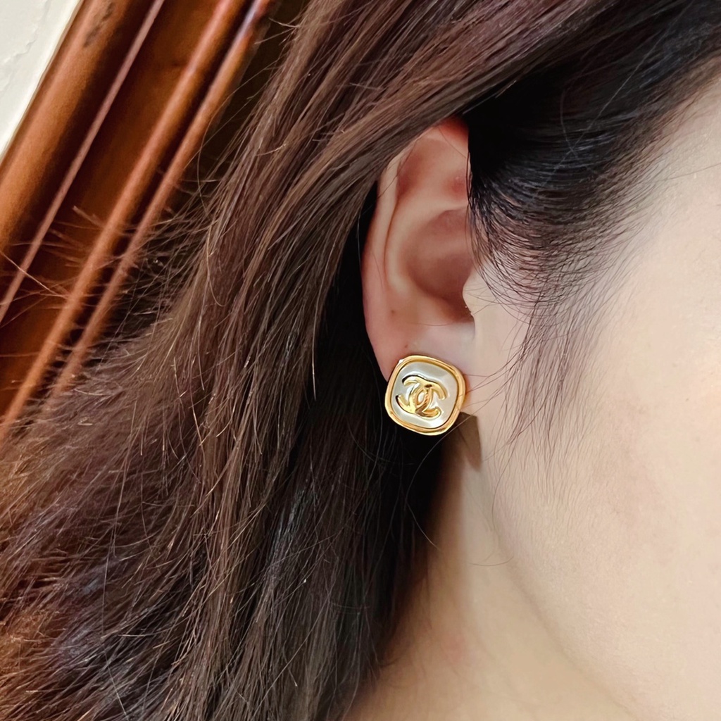 Khuyên Tai Hình Vuông Chữ c Màu Vàng Kim Thời Trang 2022