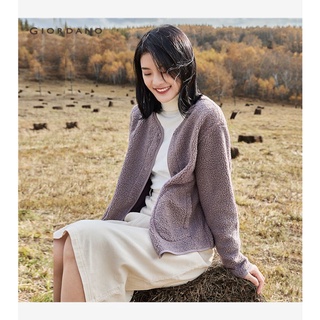Áo khoác lông cừu bông giordano 05372859 màu lông gấu cho nữ