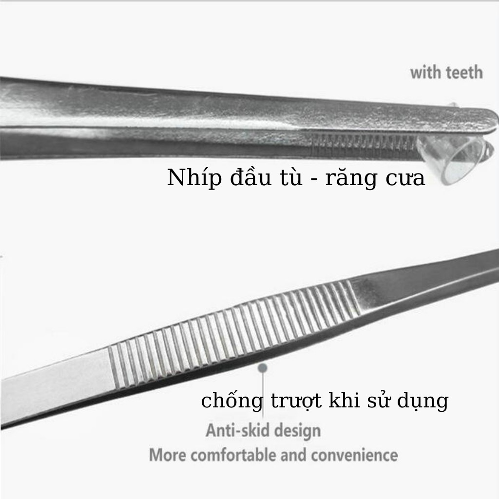 Nhíp y tế thẳng đầu tù không mấu kích thước 14cm nhập khẩu từ Pakistan