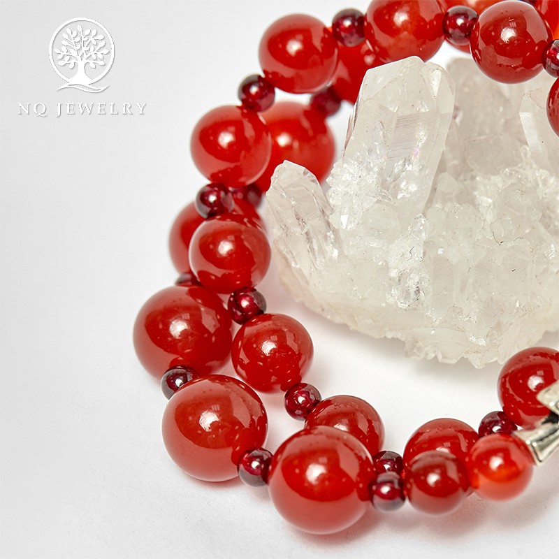 Cặp Vòng Mân Côi - Chuỗi Mân Côi Mẹ Và Bé Mã Não Đỏ Lớn 52mm, Nhỏ 40mm - NQ Jewelry