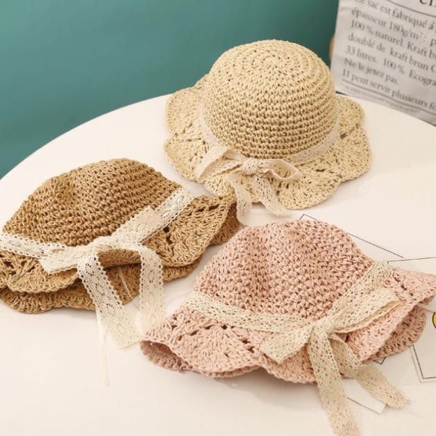 Mũ cói vành hoa cho bé từ 3-6 tuổi