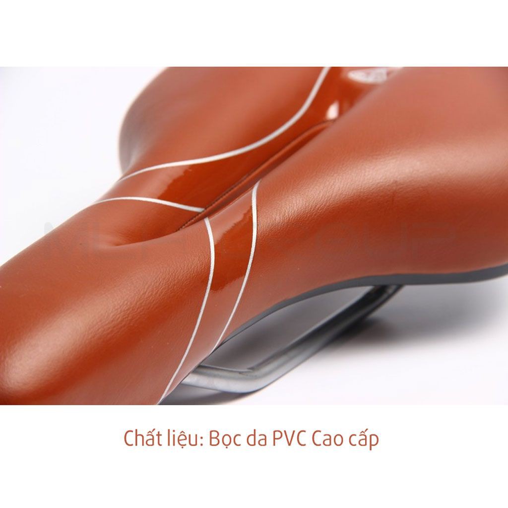 Yên Xe Đạp Bọc Da Kiểu Cổ Điển Có Rãnh Thoát Khí Ngồi Êm Ái Chống Sốc Với Đệm Mút PU Chất Lượng Cao MLH