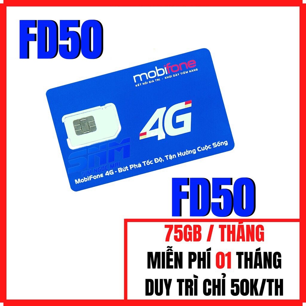 SIM 4G [FD50] MOBIFONE DATA KHỦNG-GIÁ SIÊU RẺ CHỈ 50K/THÁNG-TẶNG DÙNG THÁNG ĐẦU.!!