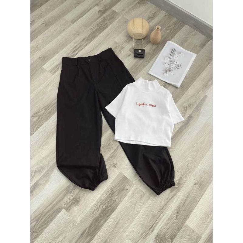 set crop top quần kaki bộ lai