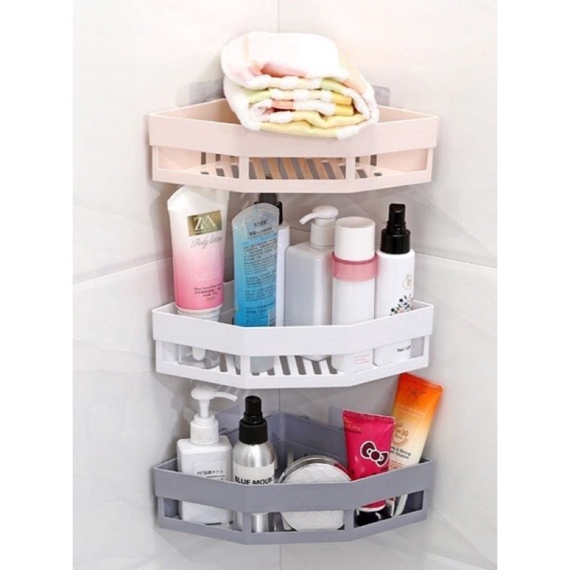 Khay tam giác dán tường Hokori, kệ góc nhà tắm dán tường loại xịn