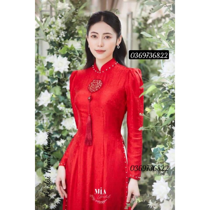 Áo dài cưới cô dâu, áo dài lụa vân gỗ sang trọng phù hợp mặc đám hỏi, chụp hình- mẫu mới nhất 2022