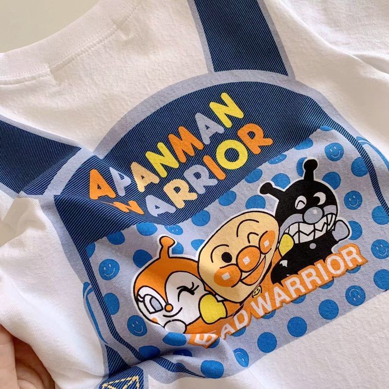 Áo Thun Cotton Tay Ngắn In Họa Tiết Anpanman Dễ Thương Dành Cho Bé Trai