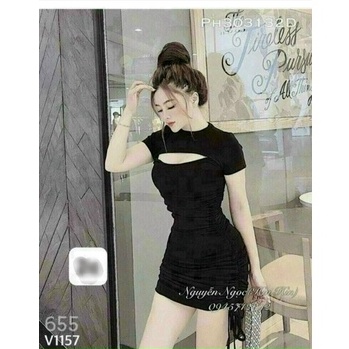 đầm body rút dây 2 bên cắt ngực cut out hở ngực sexy l