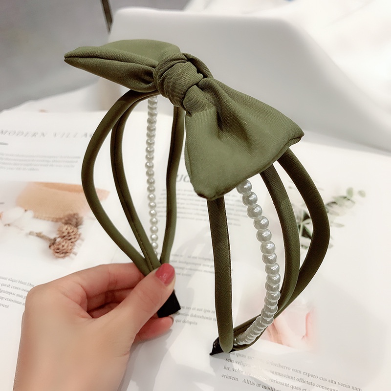 Băng Đô Cài Tóc Hình Nơ Đính Ngọc Trai Thanh Lịch Cho Nữ