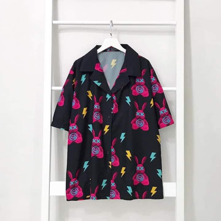 Áo sơ mi lụa 3D hình thỏ xx tay lửng chất unisex | BigBuy360 - bigbuy360.vn