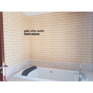 combo 10m giấy dán tường gạch vàng 3d