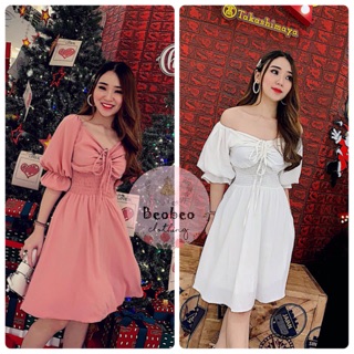 Đầm xoè tay phồng bo eo rút dây ulzzang