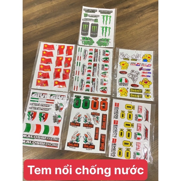 Bộ Tem Logo Nổi dán Xe máy &lt; 1 tấm nhiều hình nhé&gt;