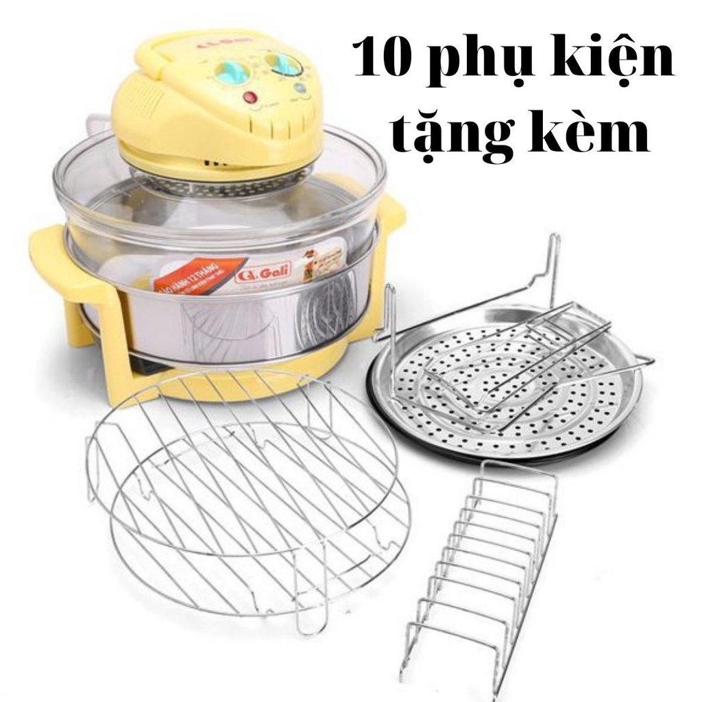 Lò thủy tinh Gali dùng điện 1300w, chiên nướng đa năng không cần dầu, tặng kèm 8 phụ kiện, bảo hành 1 năm Alate store