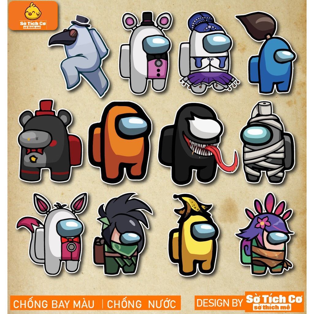 Among Us dán điện thoại, laptop, mũ bảo hiểm, guitar, vali MSP: A12