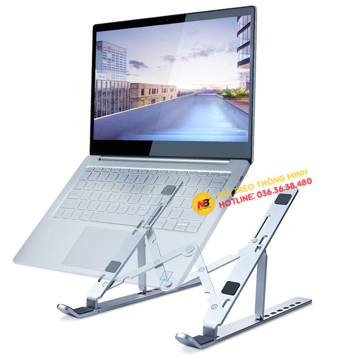 Giá đỡ Laptop - MacBook - Ipad bằng hợp kim nhôm có thể điều chỉnh độ cao, gập gọn gàng - Kệ để Laptop tản nhiệt tốt