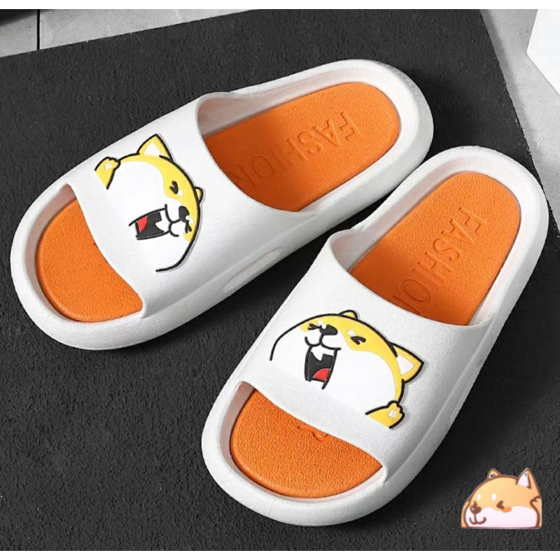 Dép ngang form rộng thời trang chống trơn trượt hình Husky cute nam nữ