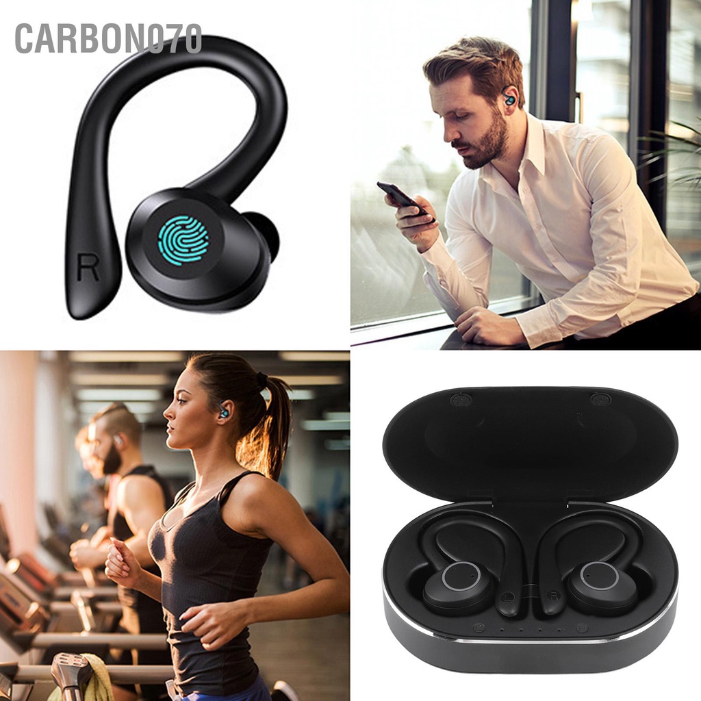 Carbon070 Tai nghe Bluetooth Chống nước Âm thanh nổi chống ồn không dây có Mic Earhook để lái xe Du lịch thể thao
