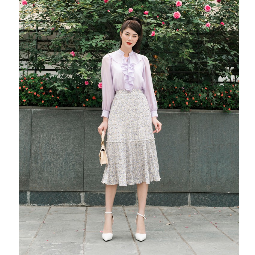 Chân váy hoa dập ly đuôi cao cấp | BigBuy360 - bigbuy360.vn