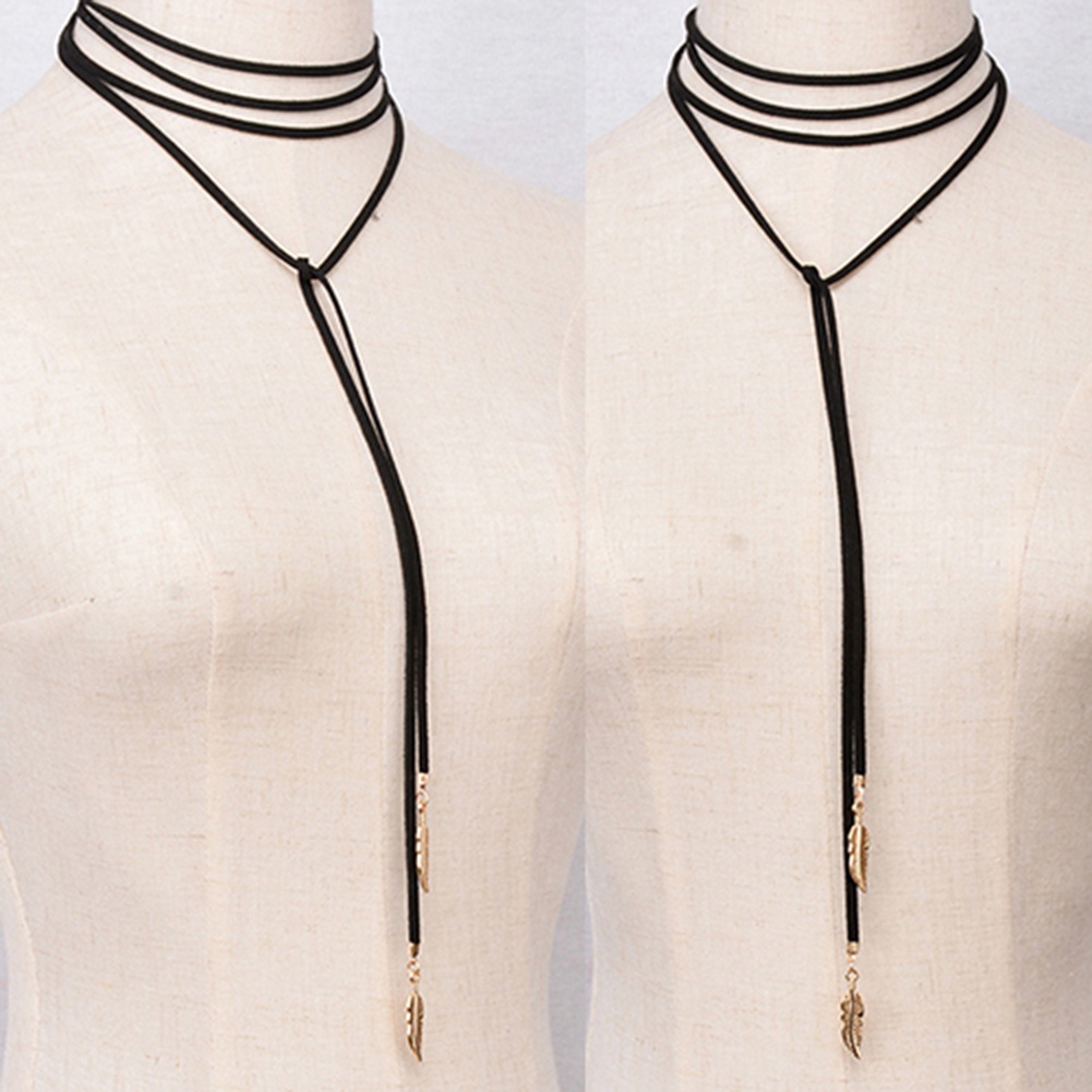 Vòng Cổ Choker Dây Nhung Đính Lông Vũ Thời Trang