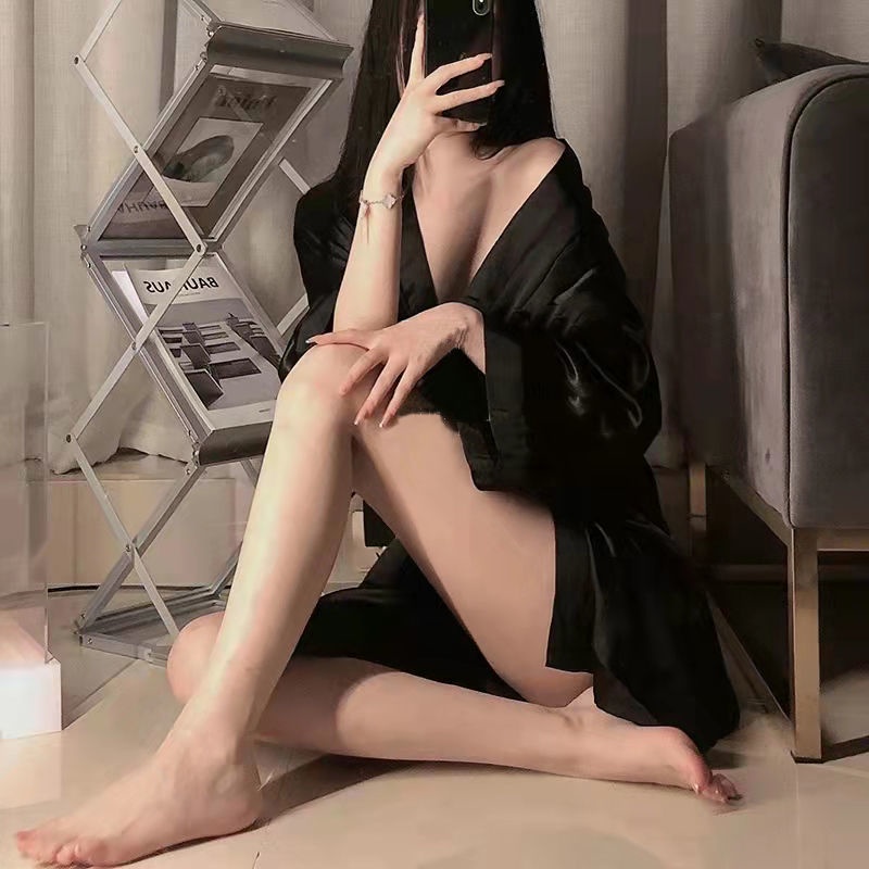 Pijama Sling Dress Sexy Long Dress Sexy Silk Nightgown Long Sleeve V-neck Sexy Fashion For Women