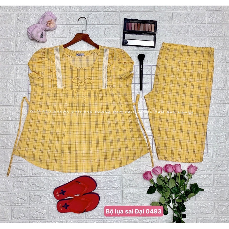[SIZE 40-95KG] Đồ bầu mặc ở nhà BIG SIZE có size 95kg có lưng thun điều chỉnh, vải lụa cao cấp thoáng mát không nhăn