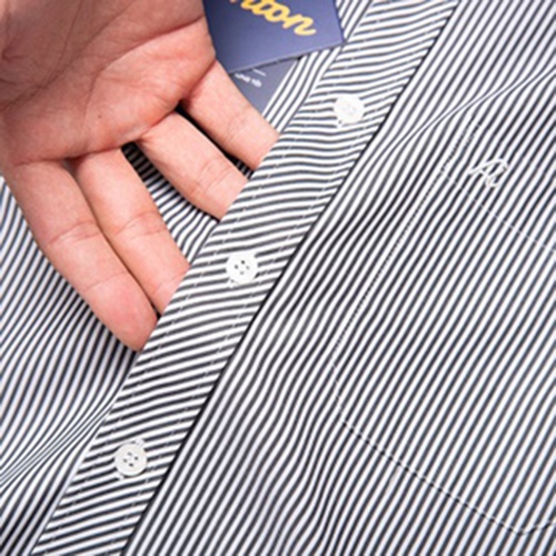 Áo Sơ Mi Nam Công Sở Trung Niên Anton Somianton Dài Tay Màu Ghi Vải Cotton Kẻ Sọc Đen - AC151