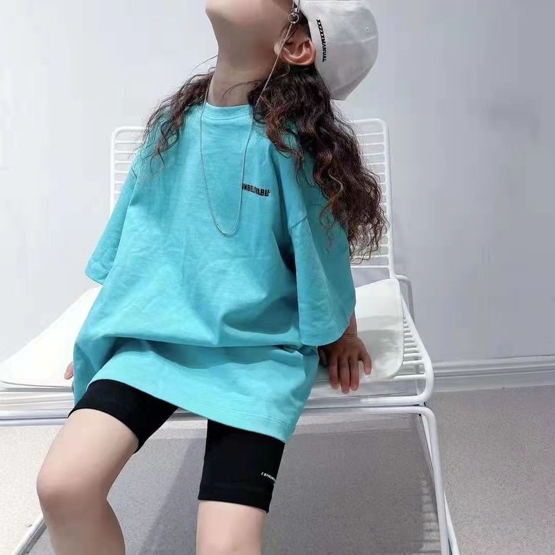 Áo Thun Cotton Tay Ngắn Dáng Rộng Thời Trang Mùa Hè Phong Cách Hàn Quốc Cho Bé Gái
