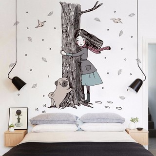 Decal dán tường cô bé mùa đông