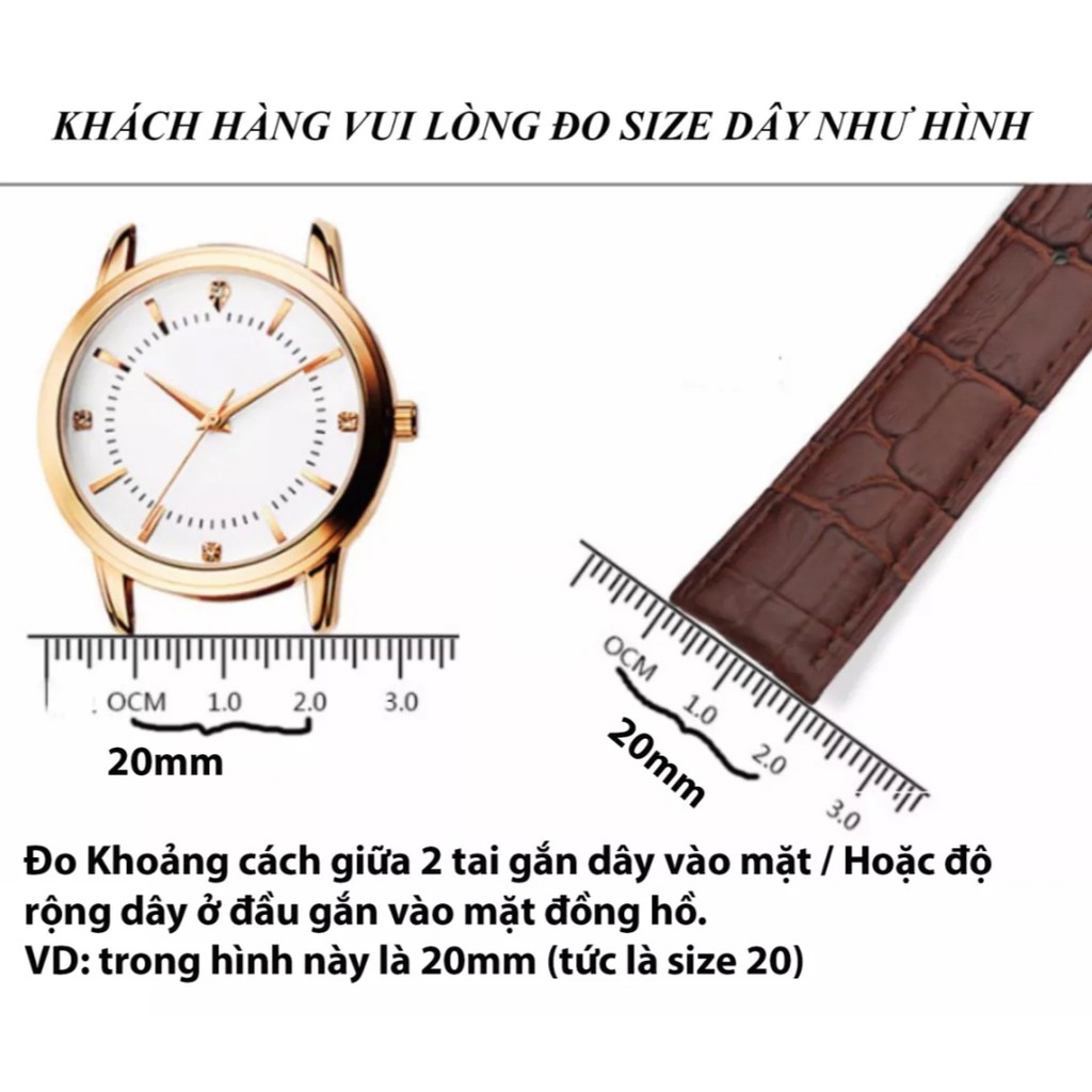 Dây đồng hồ da khóa bướm cho casio orient seiko dw citizen michael kors fossil longines omega burberry 18mm 20mm 22mm