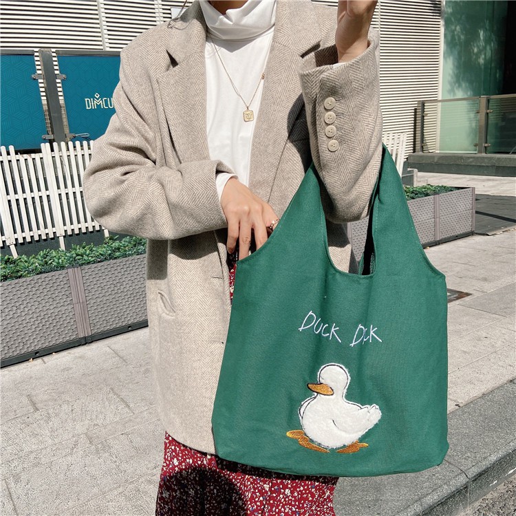 [CỰC XINH] Túi Vải Tote Thời Trang Chất Canvas Xịn Siêu Dày Dặn Họa Tiết Vịt Duck Duck